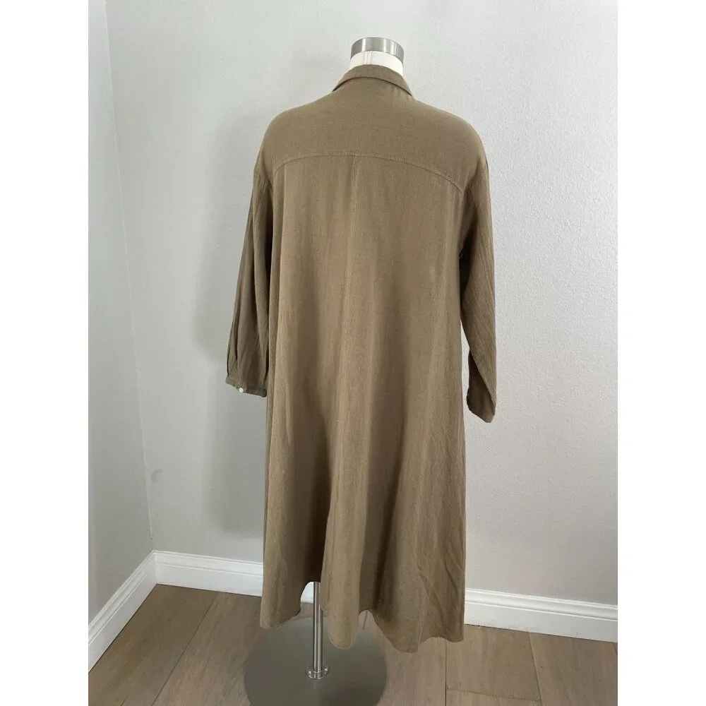 Samansa Mos2 Womens OS Button Up Long Dress Cotton Linen Minimalist Lagenlook - Picture 9 of 9